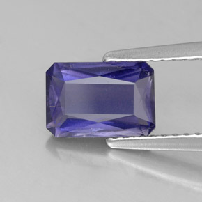 Iolita azul natural 1,35ct, corte esmeralda, SI
