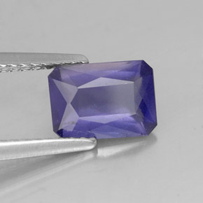 Iolita azul natural 1,12ct, corte esmeralda, VS-SI