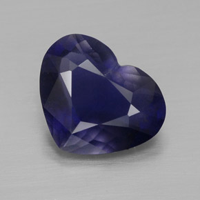Iolita azul natural 2,67ct, formato de coração, VS-SI