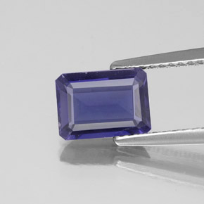 Iolita azul natural 1,09ct, corte esmeralda, VS