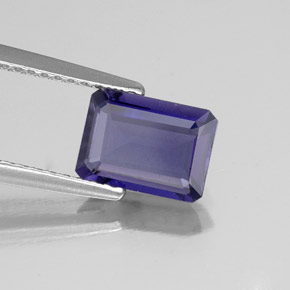 Iolita azul natural 1,09ct, corte esmeralda, VS