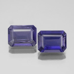 Pedras preciosas de iolita azul natural de  ct, corte esmeralda, VS-SI