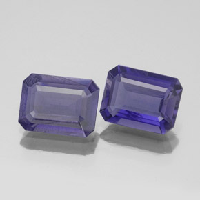Pedras preciosas de iolita azul natural de  ct, corte esmeralda, VS-SI
