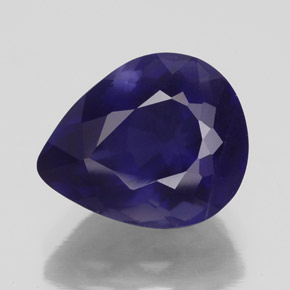 Iolita azul natural 3,83ct, formato de pêra, VS