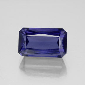 Iolita azul natural 4,32ct, corte esmeralda, VS
