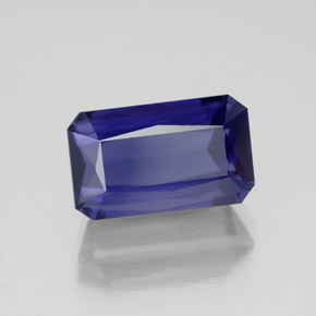 Iolita azul natural 4,32ct, corte esmeralda, VS