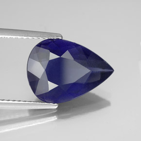 Iolita azul natural 3,45ct, formato de pêra, VS
