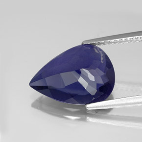 Iolita azul natural 3,45ct, formato de pêra, VS