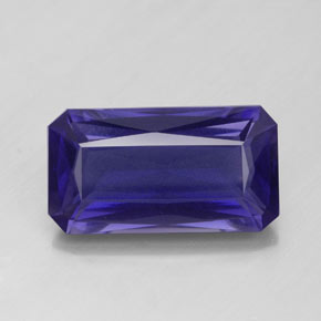 Iolita azul violeta natural 5,74ct, corte esmeralda, VS