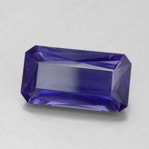Iolita azul violeta natural 5,74ct, corte esmeralda, VS