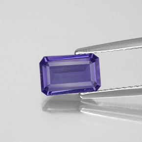 Iolita azul natural 0,88ct, corte esmeralda, VS