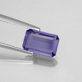 Iolita azul natural 0,88ct, corte esmeralda, VS