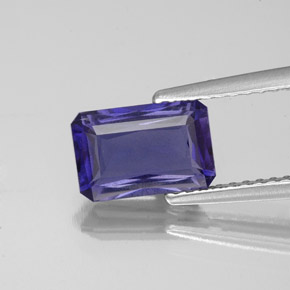 Iolita azul natural 1,28ct, corte esmeralda, VS