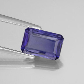 Iolita azul natural 1,28ct, corte esmeralda, VS