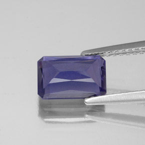Iolita azul natural 1,28ct, corte esmeralda, VS