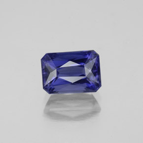Iolita azul natural 1,30ct, corte esmeralda, VS