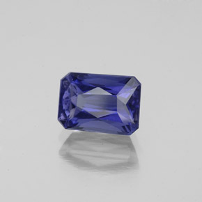Iolita azul natural 1,30ct, corte esmeralda, VS