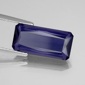 Iolita azul natural 3,39ct, corte esmeralda, VS