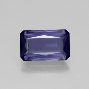 Iolita azul natural 3,41ct, corte esmeralda, VS