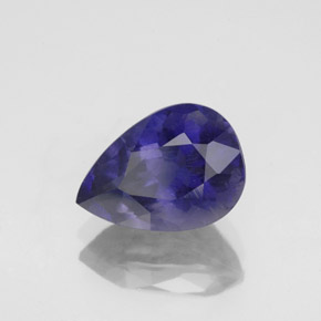 Iolita azul natural 1,88ct, formato de pêra, VS