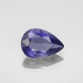 Iolita azul natural 1,43ct, formato de pêra, VS