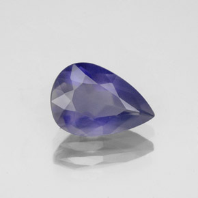 Iolita azul natural 1,37ct, formato de pêra, VS