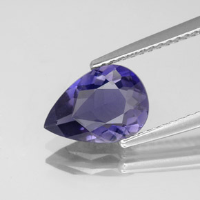 Iolita azul natural 1,37ct, formato de pêra, VS