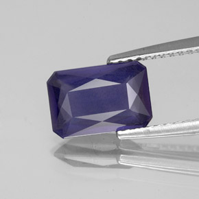 Iolita azul natural 1,36ct, corte esmeralda, VS