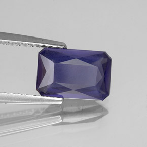 Iolita azul natural 1,36ct, corte esmeralda, VS