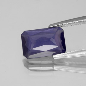 Iolita azul natural 1,36ct, corte esmeralda, VS