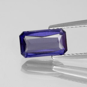Iolita azul natural 1,33ct, corte esmeralda, VS