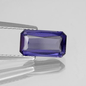 Iolita azul natural 1,33ct, corte esmeralda, VS