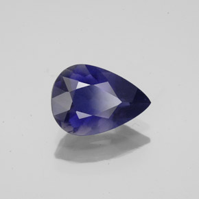 Iolita azul natural 1,43ct, formato de pêra, VS
