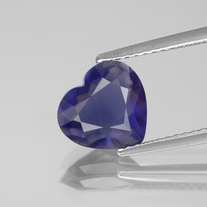 Iolita azul natural 1,74ct, formato de coração, VS