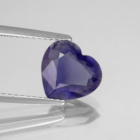 Iolita azul natural 1,74ct, formato de coração, VS