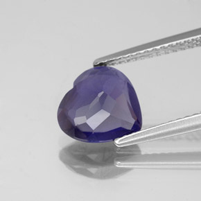 Iolita azul natural 1,74ct, formato de coração, VS