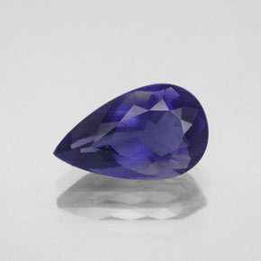 Iolita azul natural 2,91ct, formato de pêra, VS