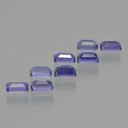 Pedras preciosas de iolita azul natural de 2,17 ct, corte esmeralda, VS