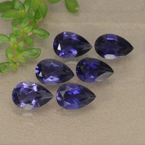 Pedras preciosas de iolita azul profundo natural de 2,27 ct, formato de pêra, VS