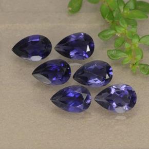 Pedras preciosas de iolita azul profundo natural de 2,27 ct, formato de pêra, VS