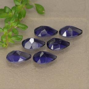 Pedras preciosas de iolita azul profundo natural de 2,27 ct, formato de pêra, VS