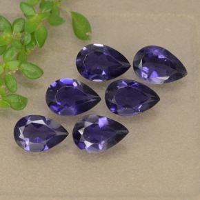 Pedras preciosas de iolita violeta natural de 1,94 ct, formato de pêra, VS