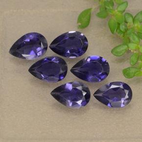 Pedras preciosas de iolita violeta natural de 1,94 ct, formato de pêra, VS