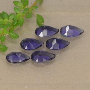 Pedras preciosas de iolita violeta natural de 1,94 ct, formato de pêra, VS