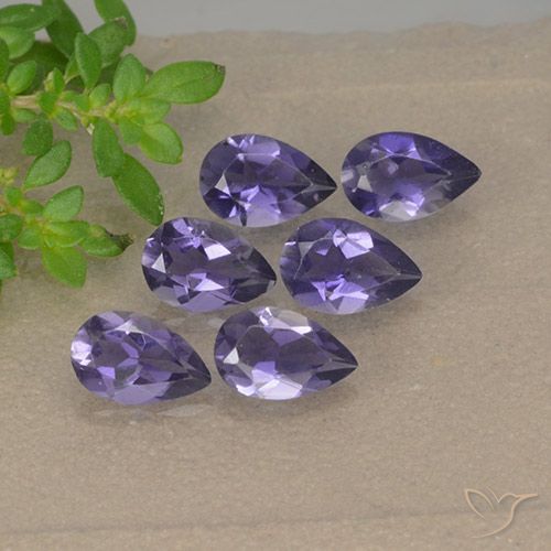 Pedras preciosas de iolita violeta natural de 1,65 ct, formato de pêra, VS