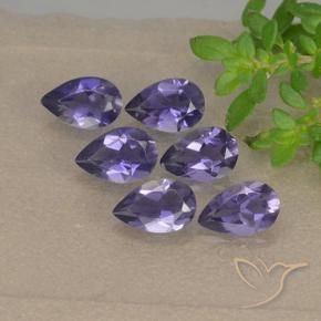 Pedras preciosas de iolita violeta natural de 1,65 ct, formato de pêra, VS