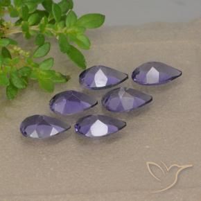 Pedras preciosas de iolita violeta natural de 1,65 ct, formato de pêra, VS