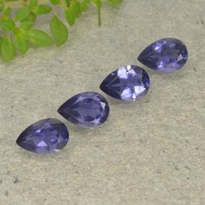 Pedras preciosas de Iolita Roxo profundo natural de 1.28 ct, Formato de pêra, VS