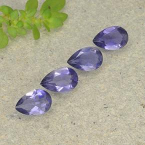 Pedras preciosas de iolita violeta natural de 1,19 ct, formato de pêra, VS