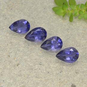 Pedras preciosas de Iolita Roxo profundo natural de 1.39 ct, Formato de pêra, VS